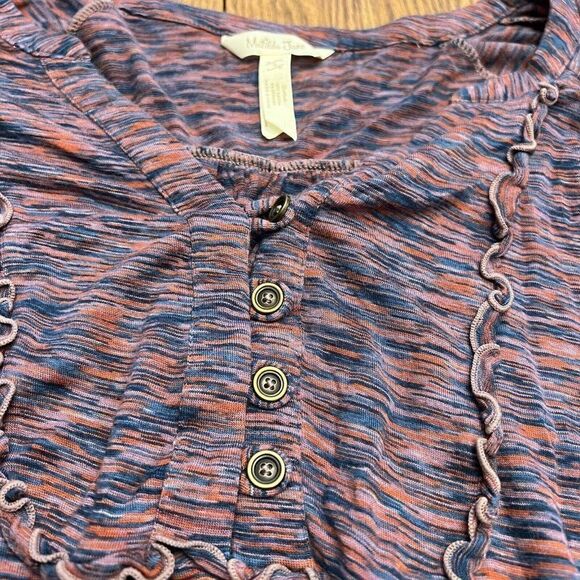 Matilda Jane Purple Heather Planetarium Button-Front Long-Sleeve Top Small - Picture 2 of 4